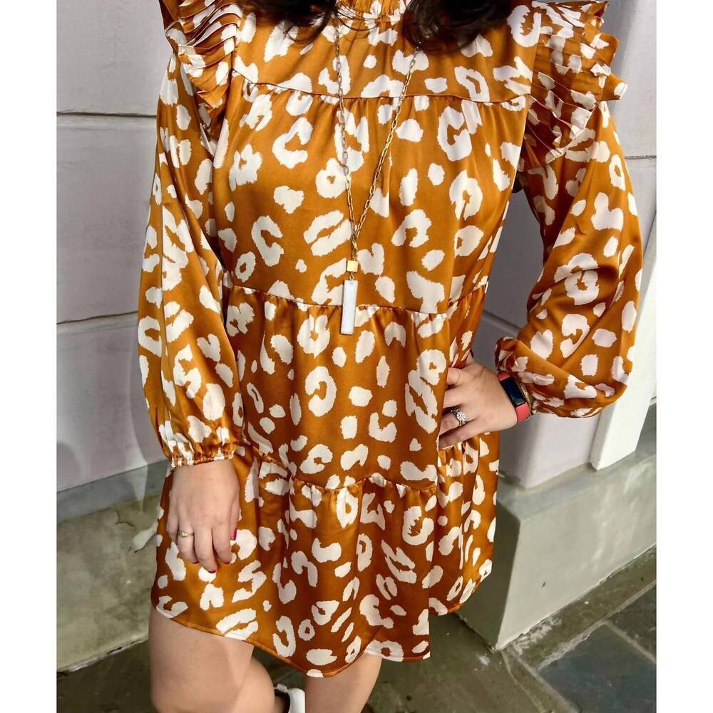 NEW JODIFL leopard print tiered dress in rust